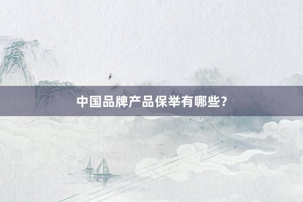 中国品牌产品保举有哪些？